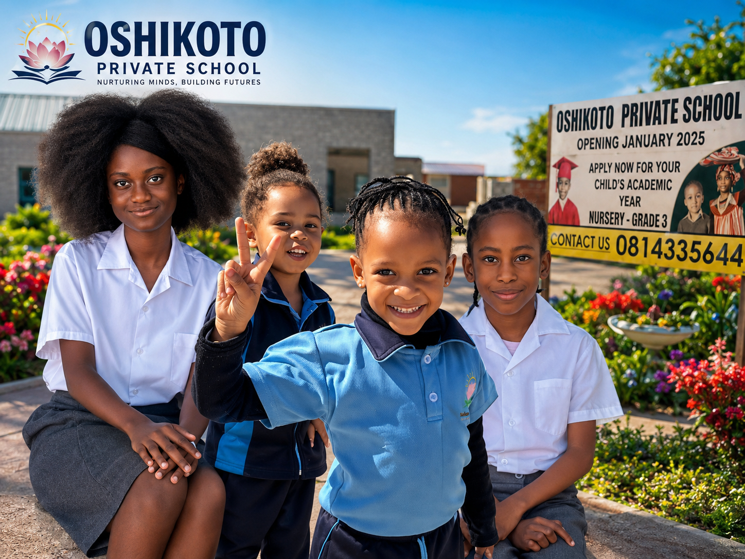Oshikoto Private School students smiling on campus
